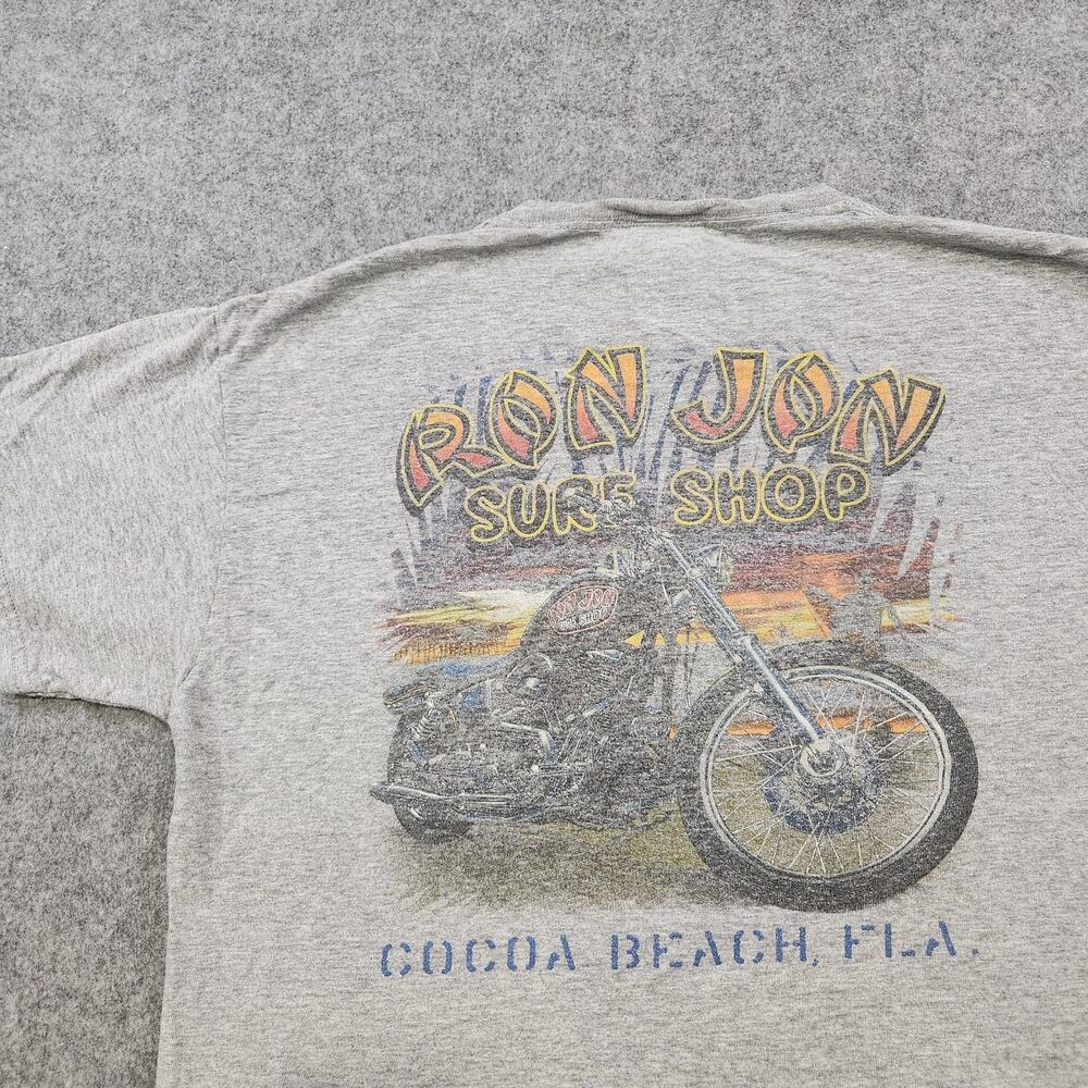 VTG Ron Jon Surf Shop Shirt Mens Large Gray Cocoa Beach FL Motorcycle Graphic - Picture 2 of 13